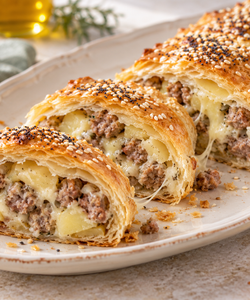 Ricetta Strudel di Pasta Sfoglia con Salsiccia, Stracchino e Patate