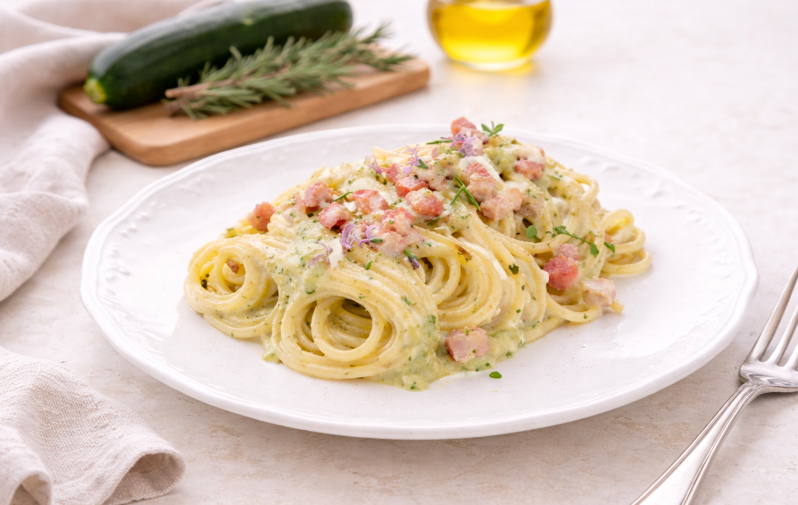 Ricetta Spaghetti con Crema di Zucchine e Pancetta - Il Club delle Ricette