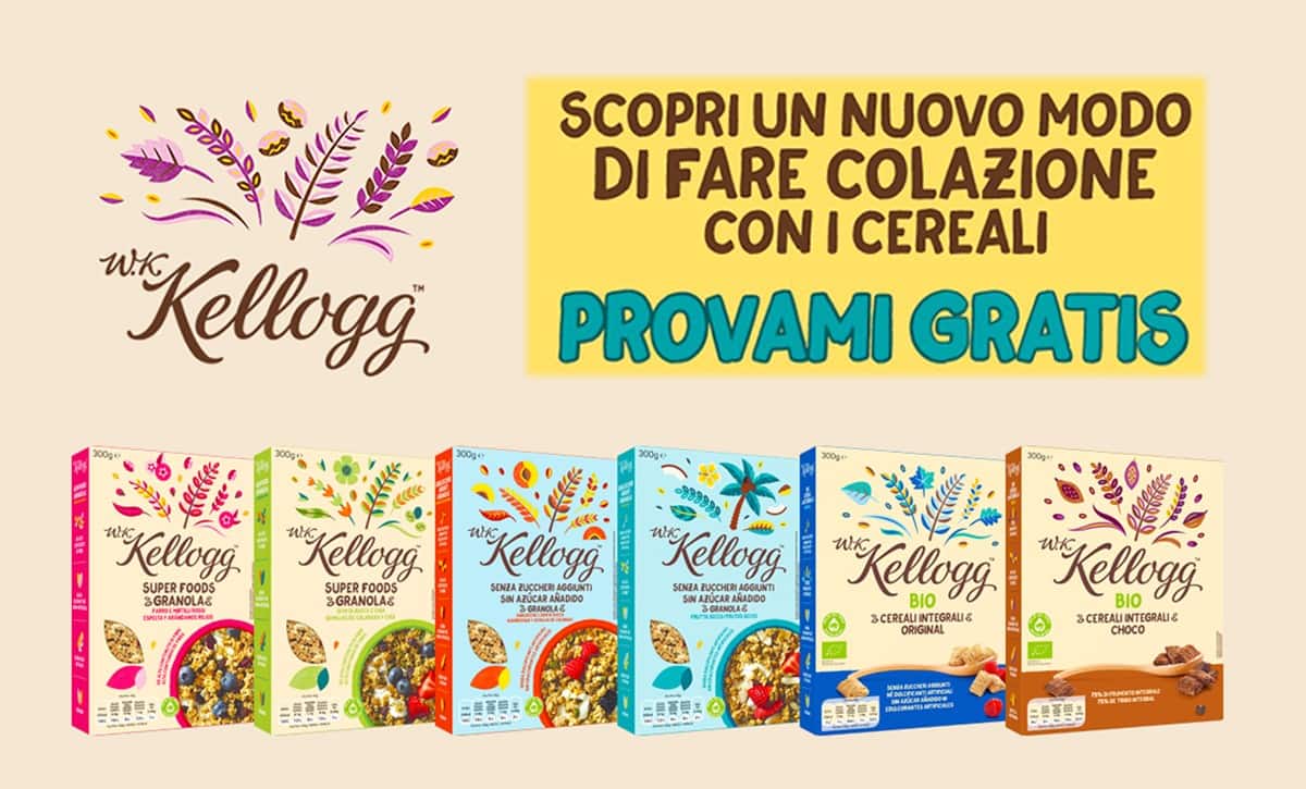 W.K. Kellogg Provami Gratis: Ecco Come Ricevere Gratuitamente i Nuovi Cereali Kellogg’s