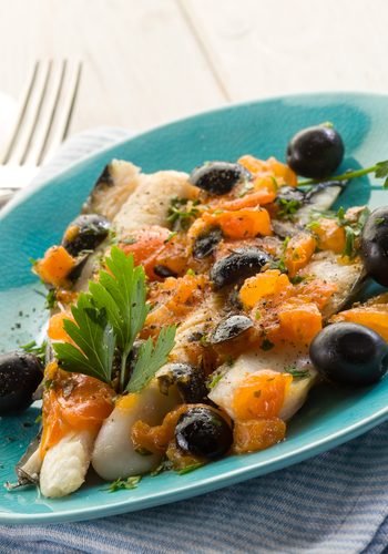 Ricetta Coda di Rospo con Olive e Pomodorini