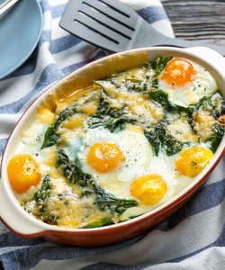 Ricetta Terrina di Pane, Uova, Funghi e Spinaci