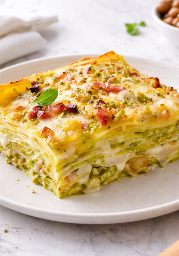Ricetta Lasagne ai Pistacchi, Prosciutto e Taleggio
