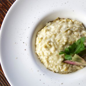 Risotto ai Carciofi e Fonduta di Formaggio