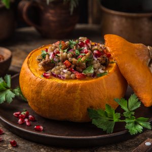 Orzotto con Zucca e Funghi