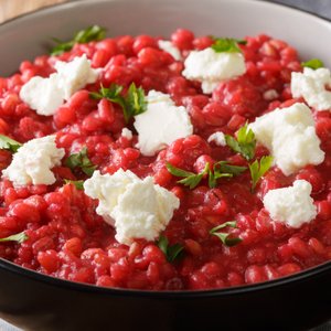 Risotto alla Barbabietola con Mousse di Caprino