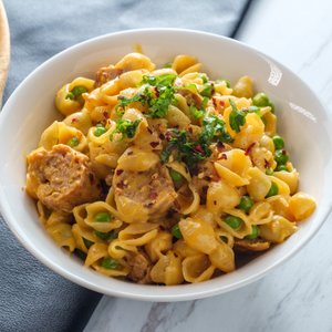 Conchiglie Cremose Salsiccia e Piselli