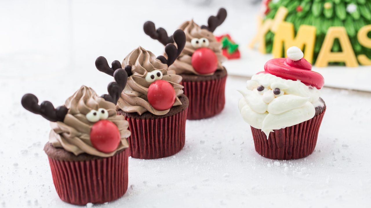Toyvian 12 Set Decorazioni Natalizie per Cupcake e Toppers Cupcake Pupazzo di Neve/Babbo Natale/Renne/Elfo 