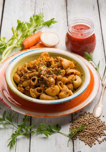 Ricetta Pipe Rigate con Ragù di Lenticchie