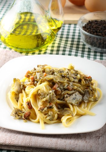 Ricetta Tagliatelle Carciofi e Pancetta