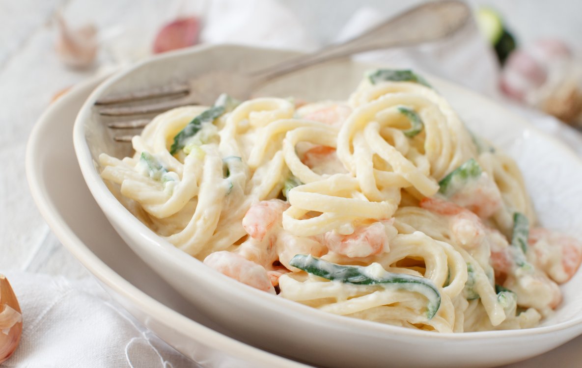 Ricetta Pasta Cremosa Zucchine e Gamberi - Il Club delle Ricette