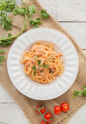 Ricetta Pasta Cremosa Funghi e Pomodoro