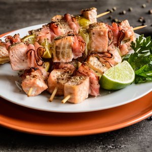 Spiedini di Salmone e Bacon