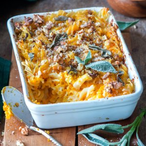 Pasta al Forno con Zucca e Salsiccia