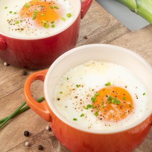 Uova Soufflé, Uova in Cocotte ai Porri