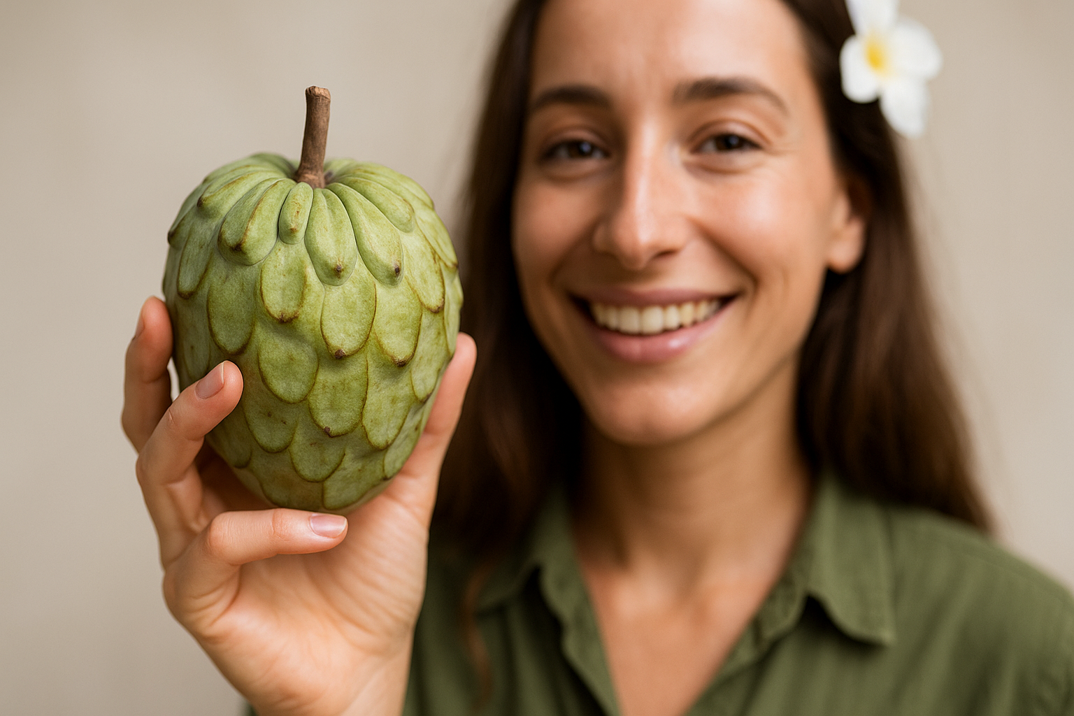 Donna Con Annona Frutto Calabrese