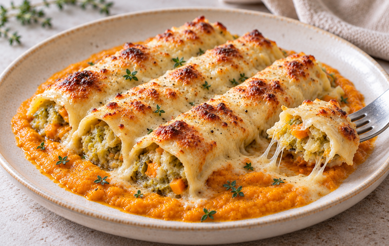 Ricetta Cannelloni di Verza e Porri con Salsa di Zucca