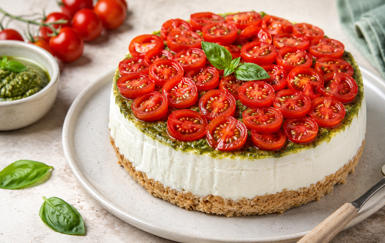 Ricetta Cheesecake Salata Pesto e Pomodorini