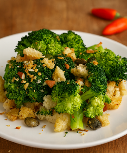 Ricetta Broccoli al Forno con Pane al Peperoncino