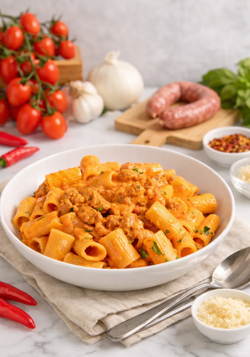 Ricetta Pasta con Salsiccia, Pomodoro e Panna