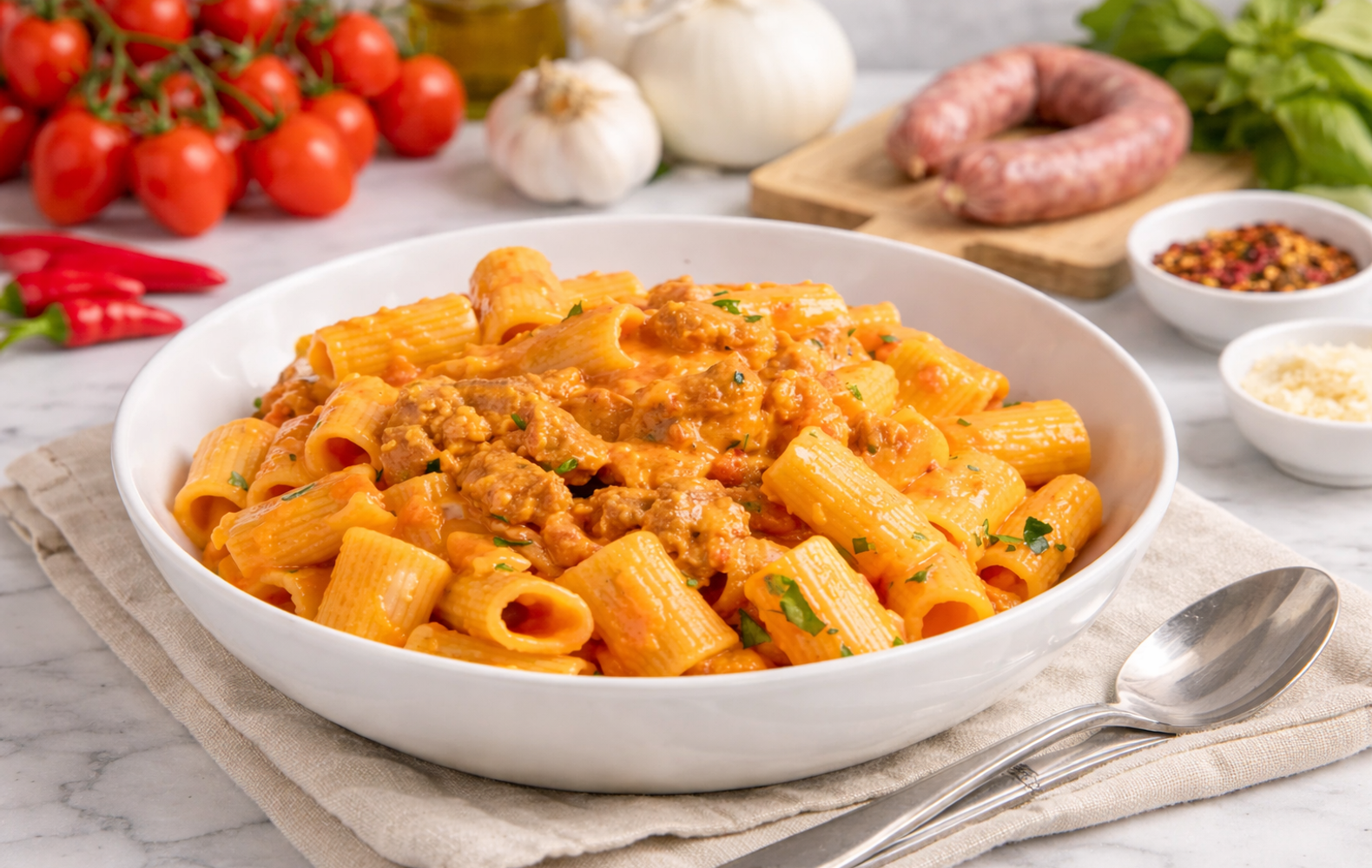 Ricetta Pasta con Salsiccia, Pomodoro e Panna - Il Club delle Ricette
