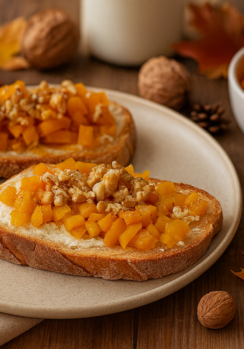 Ricetta Bruschette con Zucca Gorgonzola e Noci