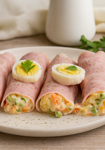 Ricetta Cannoli di Prosciutto Cotto con Insalata Russa