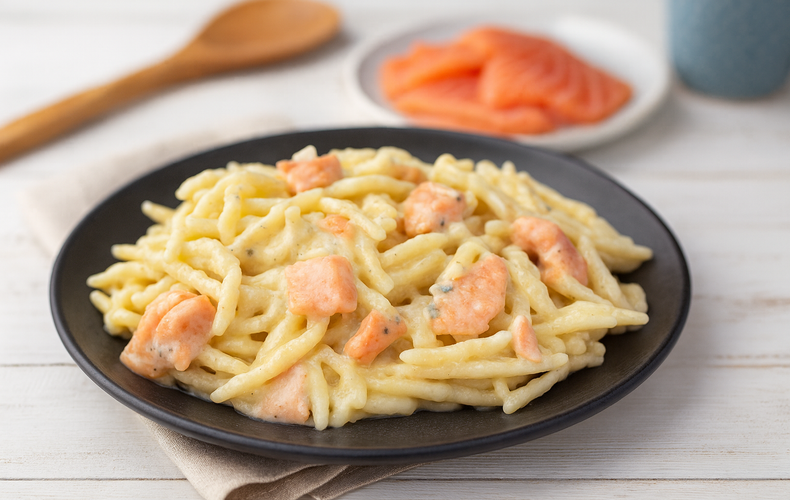 Ricetta Pasta ai 4 Formaggi con Salmone