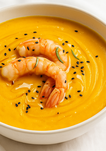 Ricetta Vellutata di Zucca e Gamberi