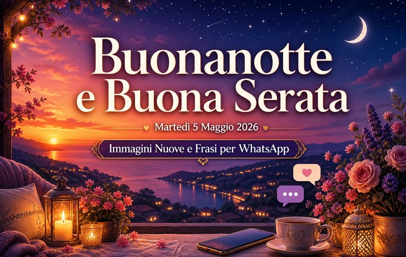 Buonanotte e Buona Serata Martedì 5 Maggio 2026 Immagini Nuove e Frasi per WhatsApp