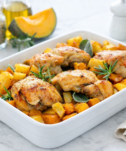 Ricetta Pollo con Zucca e Patate al Forno
