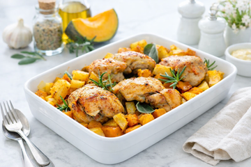 Ricetta Pollo con Zucca e Patate al Forno