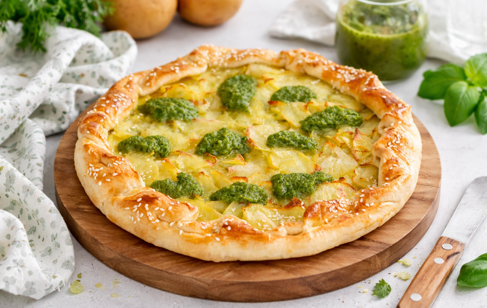 Torta Salata con Patate e Pesto