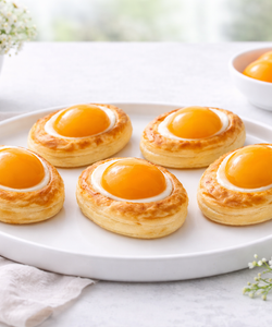 Ricetta “Finte” Uova di Sfoglia con Crema al Limone e Pesche