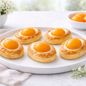 “Finte” Uova di Sfoglia con Crema al Limone e Pesche