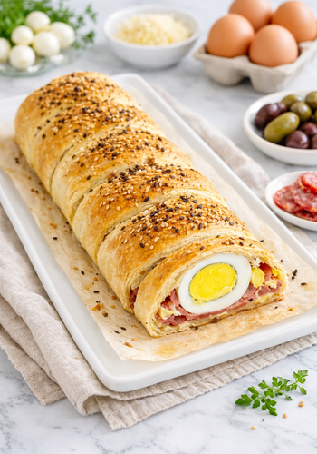 Ricetta Strudel Salato con Salame e Uova Sode