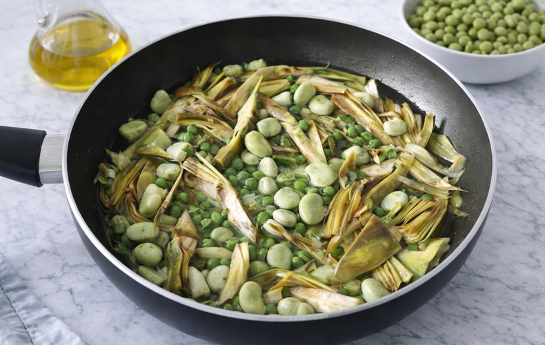 Ricetta Torta Salata Carciofi Fave E Piselli Preparazione 1