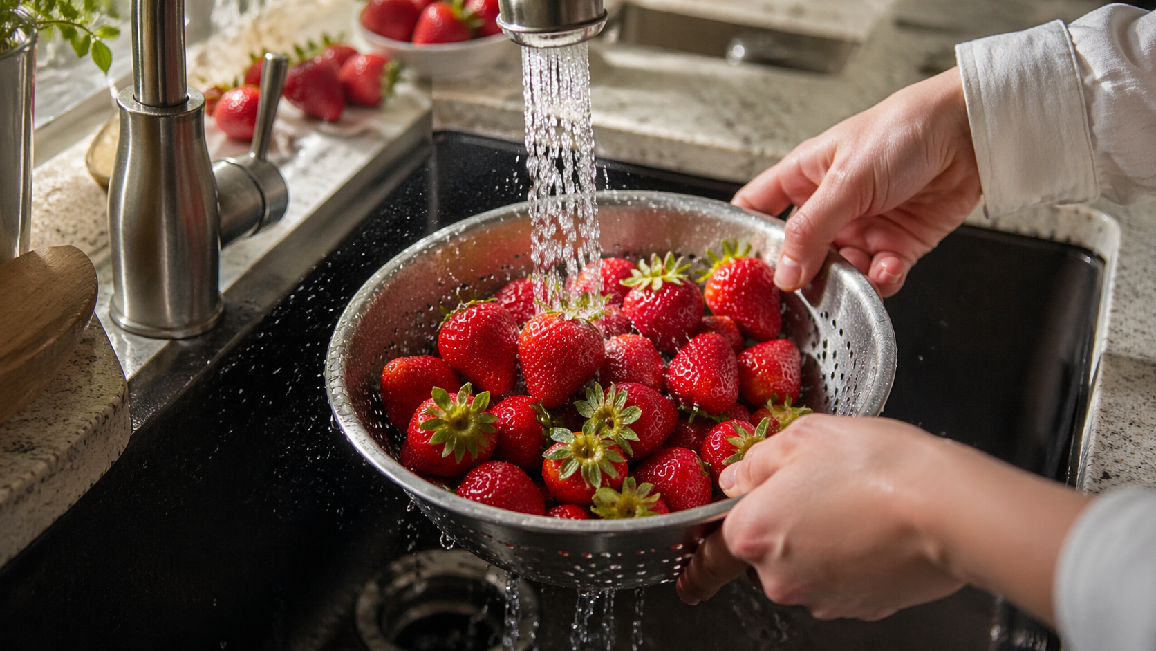 Pulizia Fragole Lavandino
