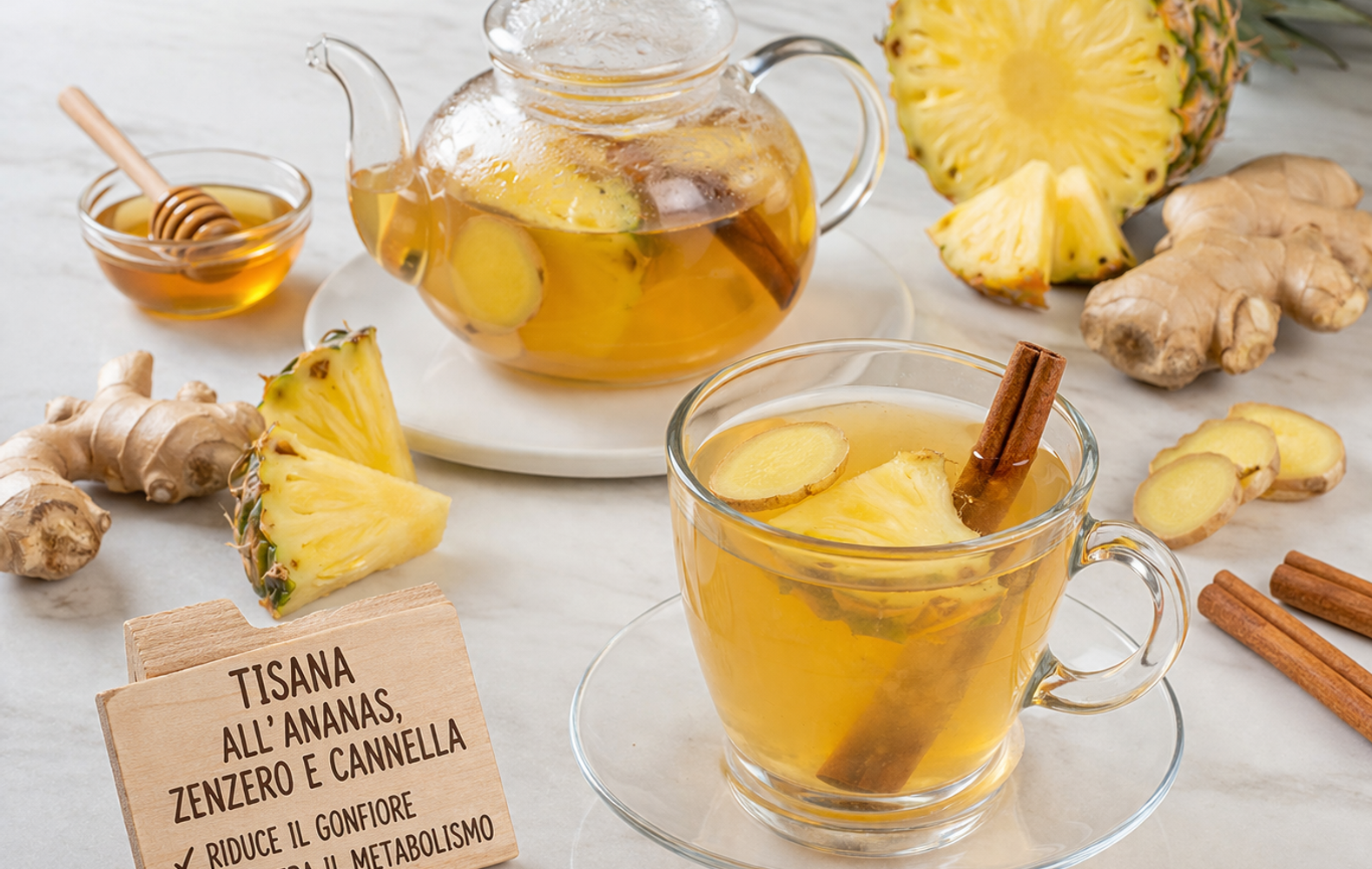 Tisana all’Ananas, Zenzero e Cannella Sgonfiante
