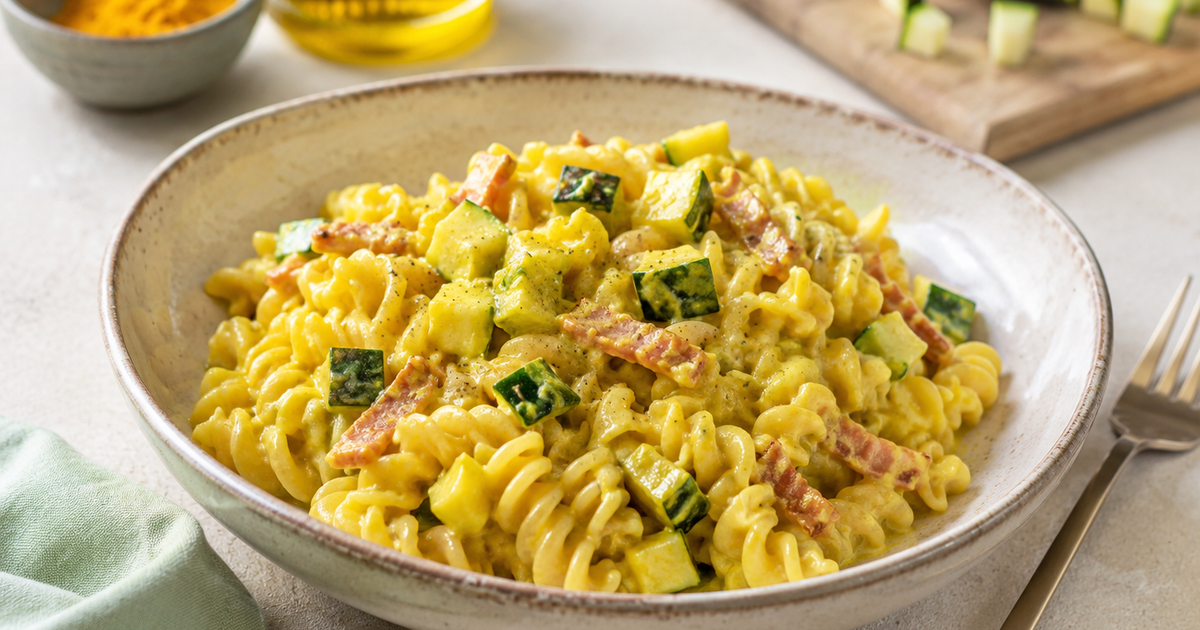 Ricetta Pasta Zucchine Pancetta e Curcuma - Il Club delle Ricette
