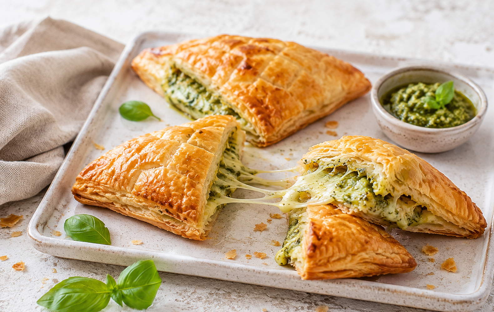 Sfogliatelle al Pesto con Provola