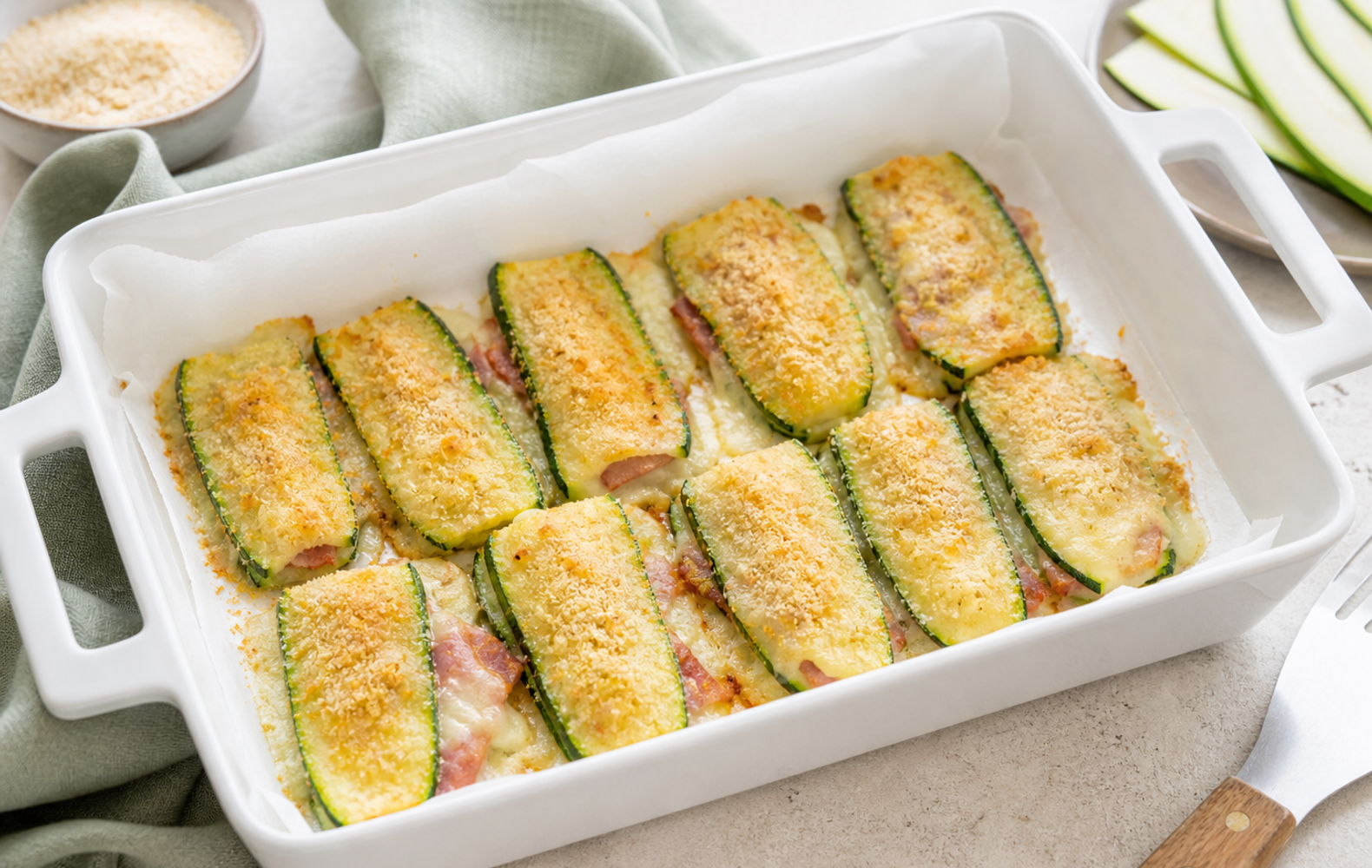 Zucchine Prosciutto e Scamorza al Forno