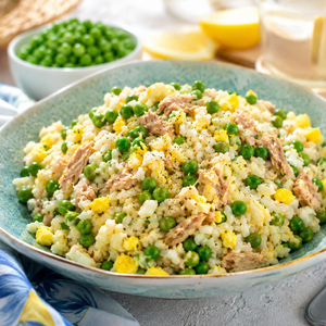 Insalata di Riso con Tonno, Uovo e Piselli