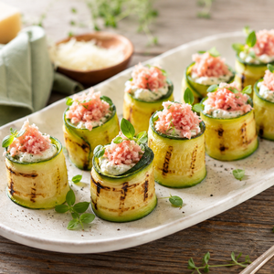 Sushi di Zucchine con Mousse al Parmigiano e Mortadella