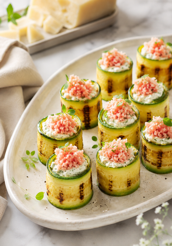 Ricetta Sushi di Zucchine con Mousse al Parmigiano e Mortadella