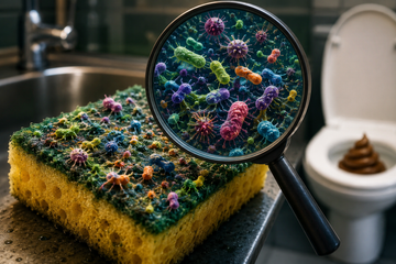 Spugne da cucina, lo studio: superficie contaminata, peggio solo le feci