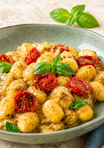 Ricetta Gnocchi con Crema di Melanzane e Pomodorini Confit