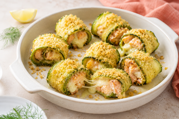 Involtini di Zucchine al Forno con Salmone e Scamorza