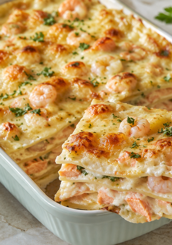 Ricetta Lasagne Salmone e Gamberetti