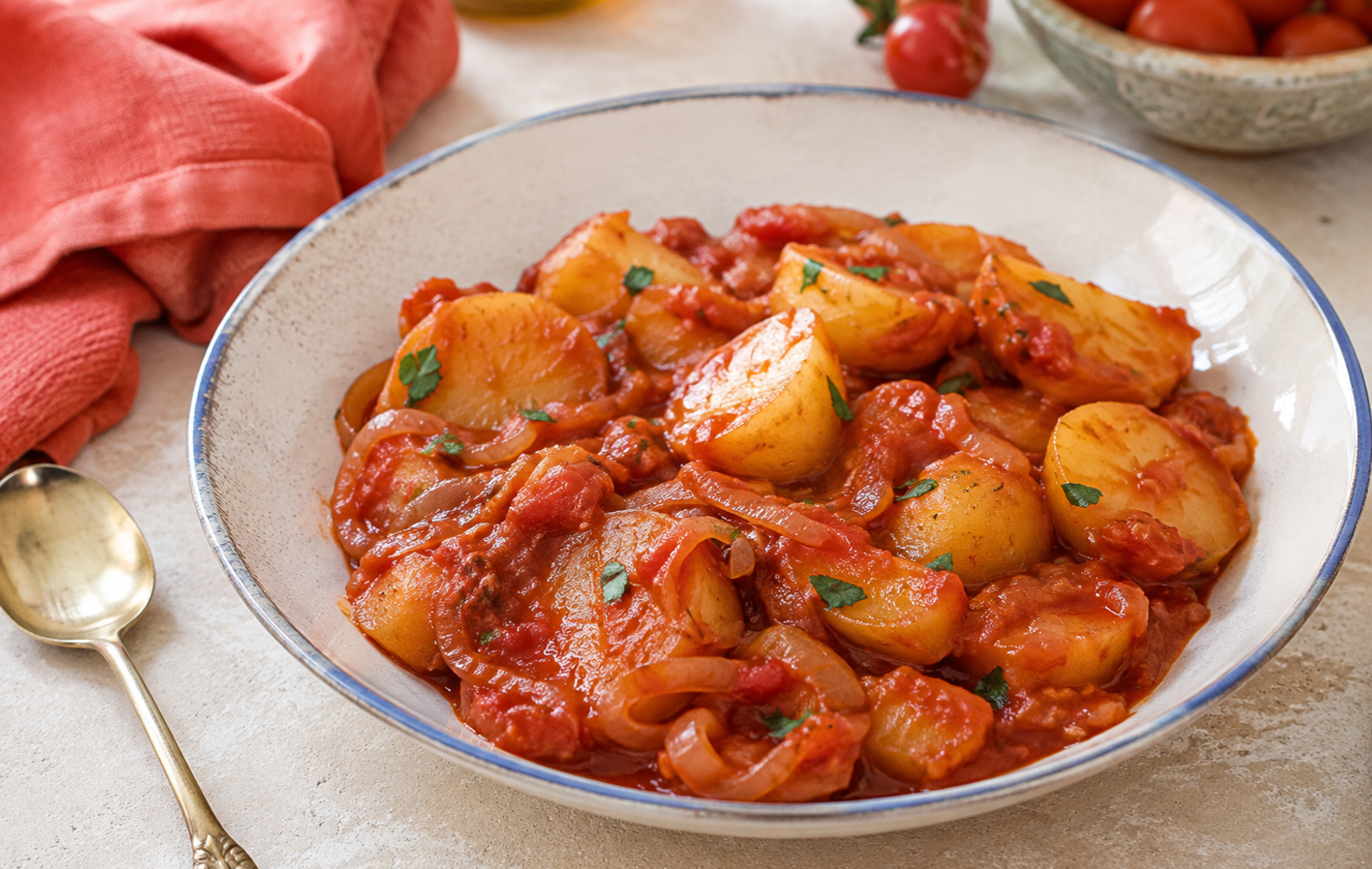 Patate in Umido con Pomodoro e Cipolla