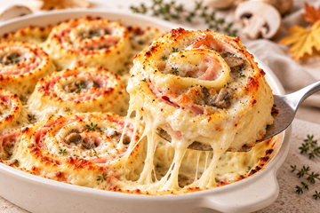 Girelle di Lasagna Prosciutto e Funghi